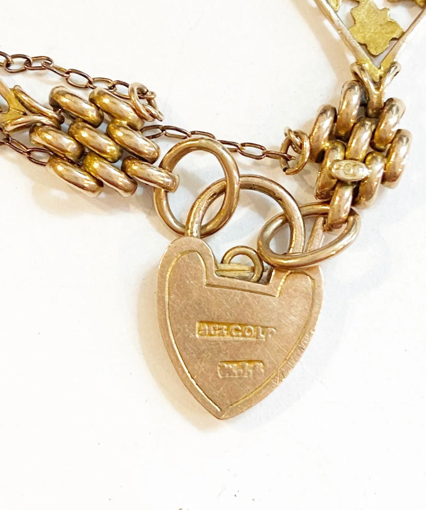 9ct 375 unusual design antique victorian rose gold bracelet