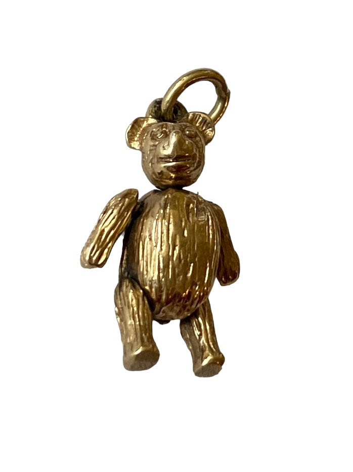 9ct vintage articulated teddy bear charm