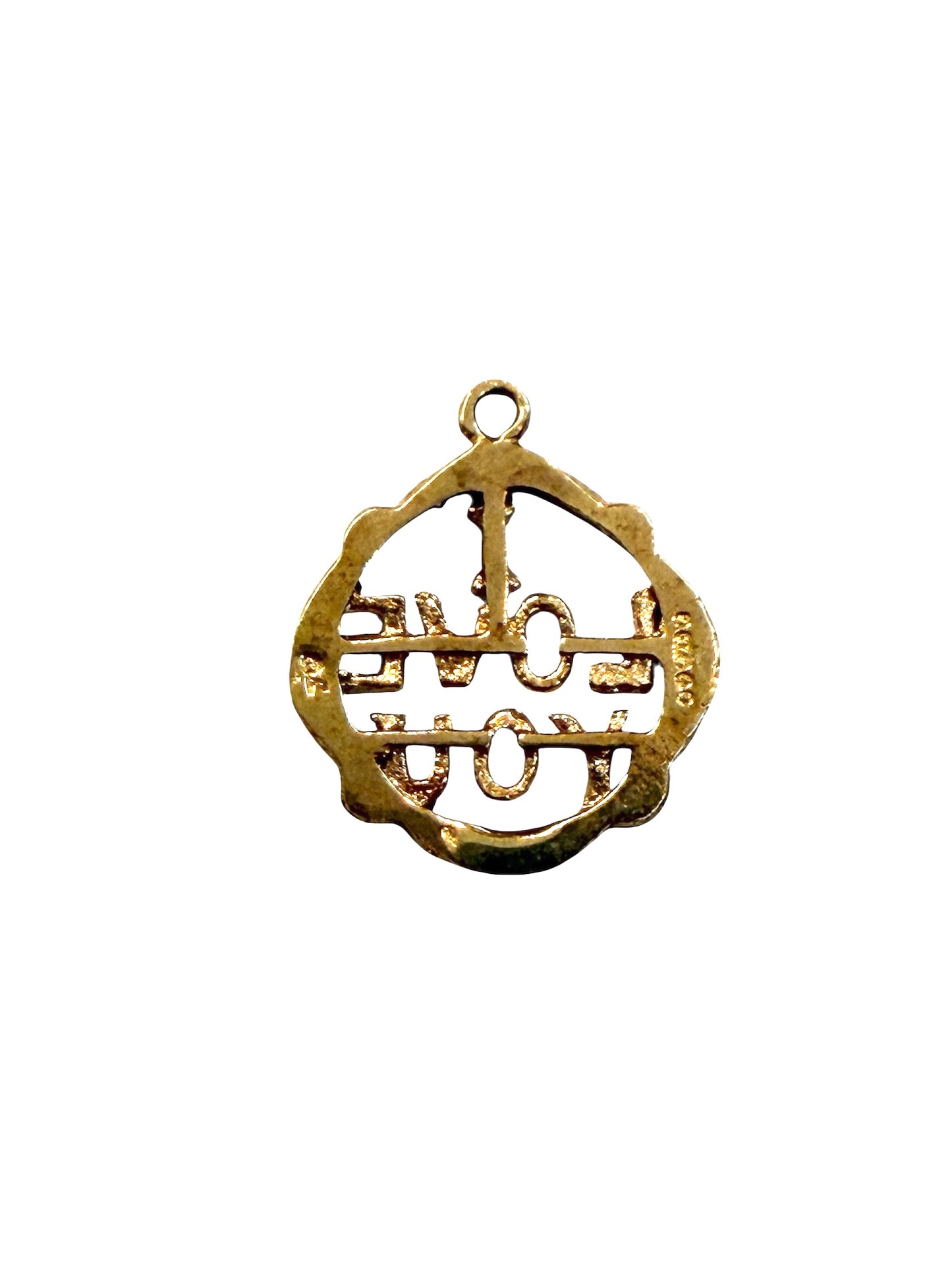 9ct vintage ' i love you ' charm - pendant circa 1974 London