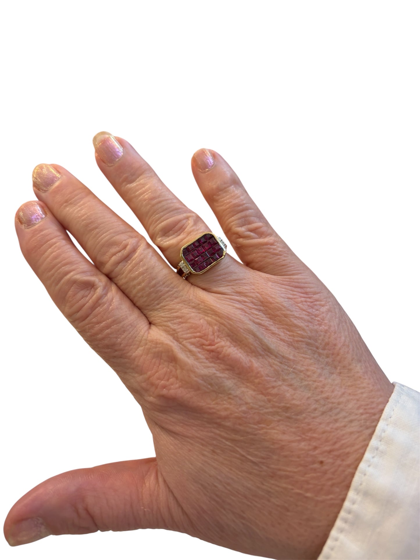 9ct pre owned ruby and diamond ring size L 1/2