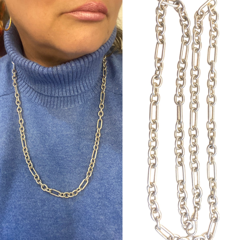 silver 925 vintage fancy link chain. 28inches long (72cm) 72 g