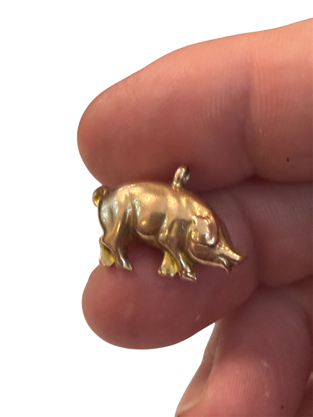 9ct vintage rose gold pig charm, hollow charm, 1.34g