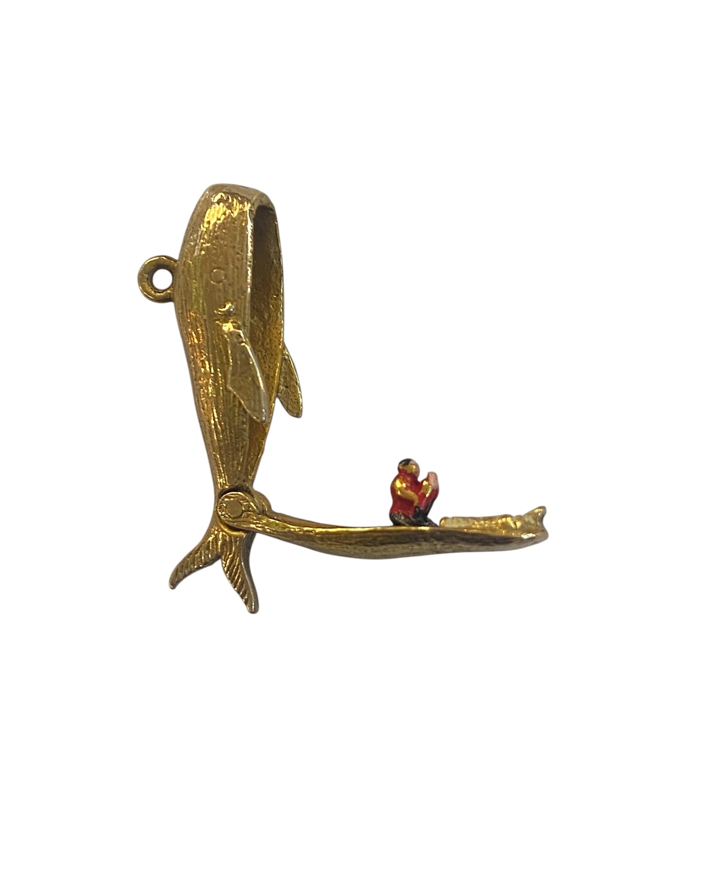 9ct vintage opening whale charm with Jonah circa 1979