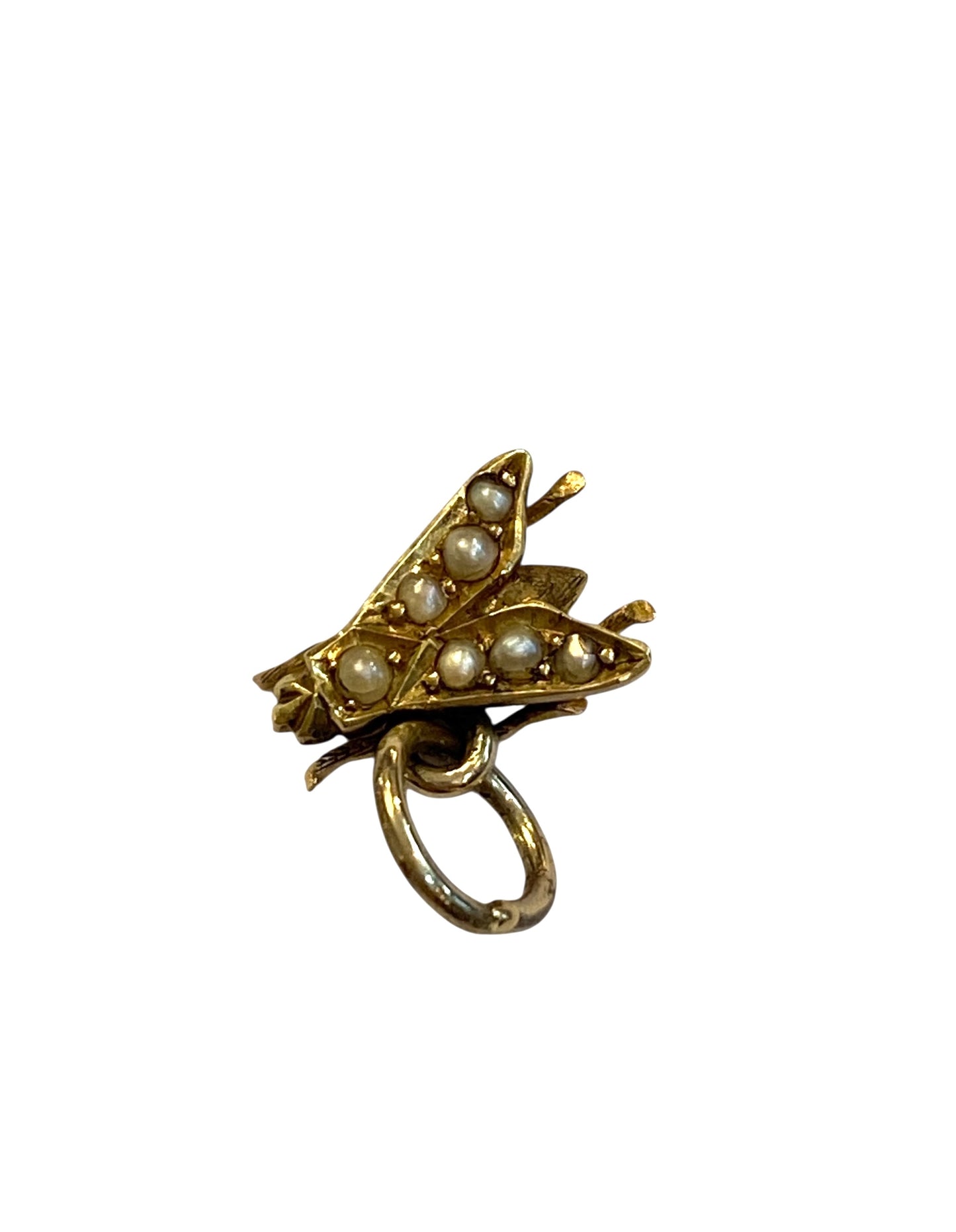 15ct antique fly with seed pearls charm / pendant