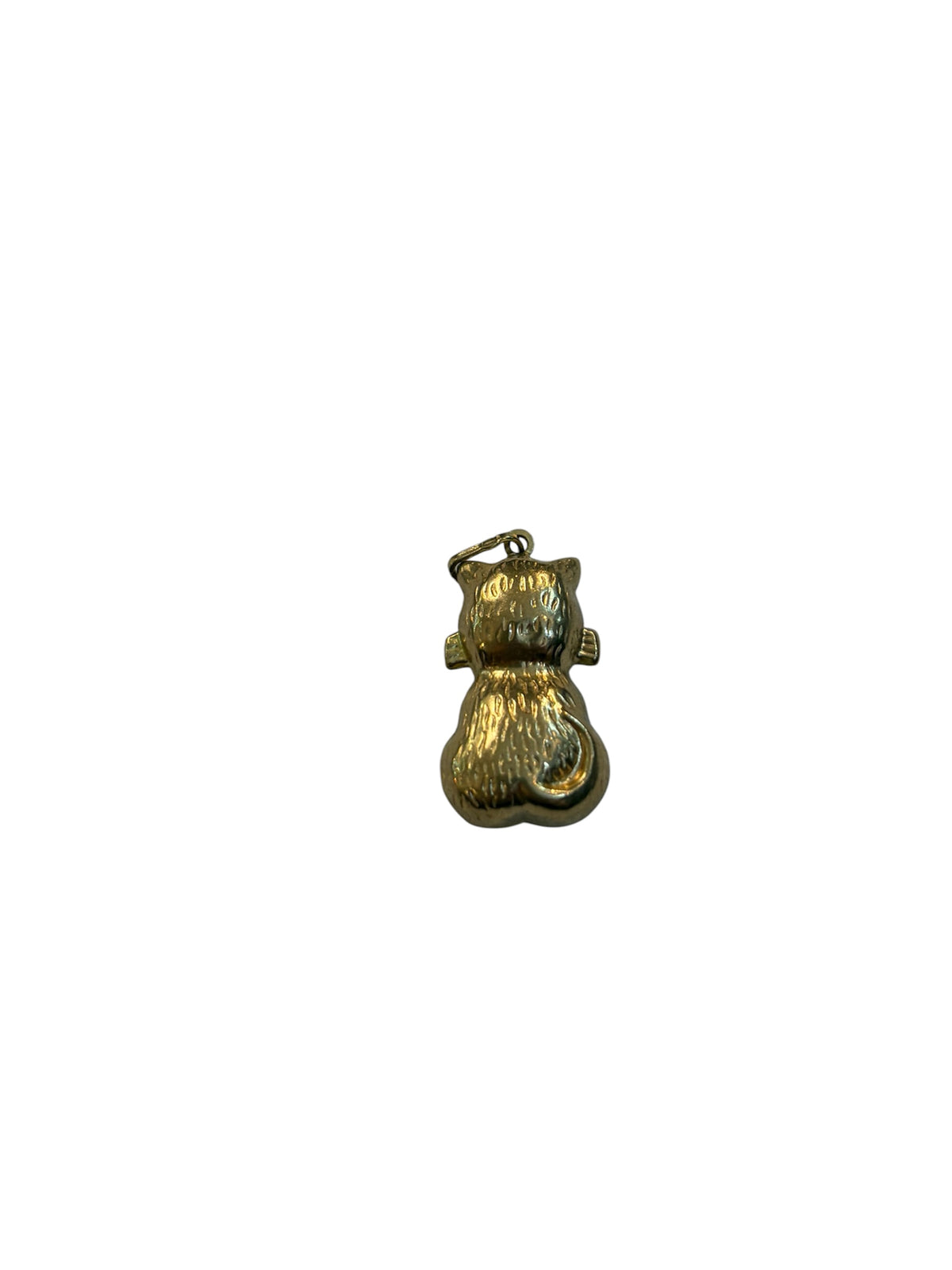 9ct vintage cat charm, large, hollow, circa 1970 1.8g