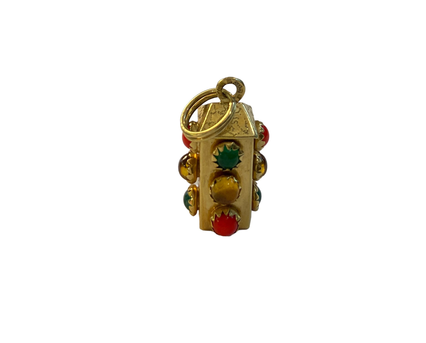 18ct vintage traffic light charm / pendant with 18ct spilt ring