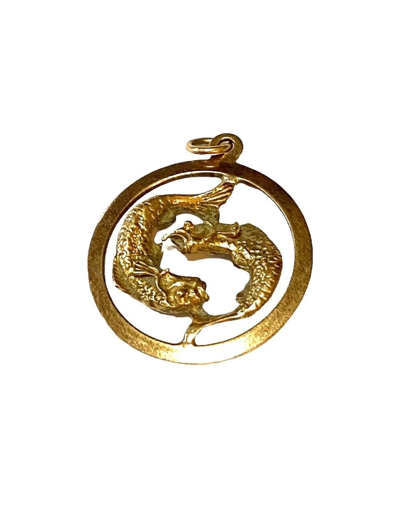 9CT VINTAGE LARGE PISCES PENDANT CHARM CIRCA 1978