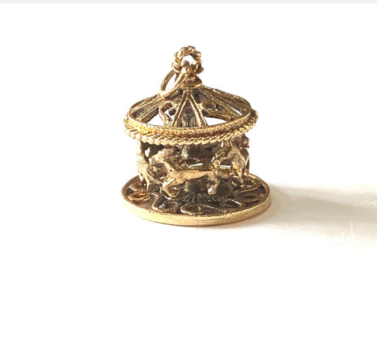 9ct 375 vintage articulated carousel charm circa 1973 large