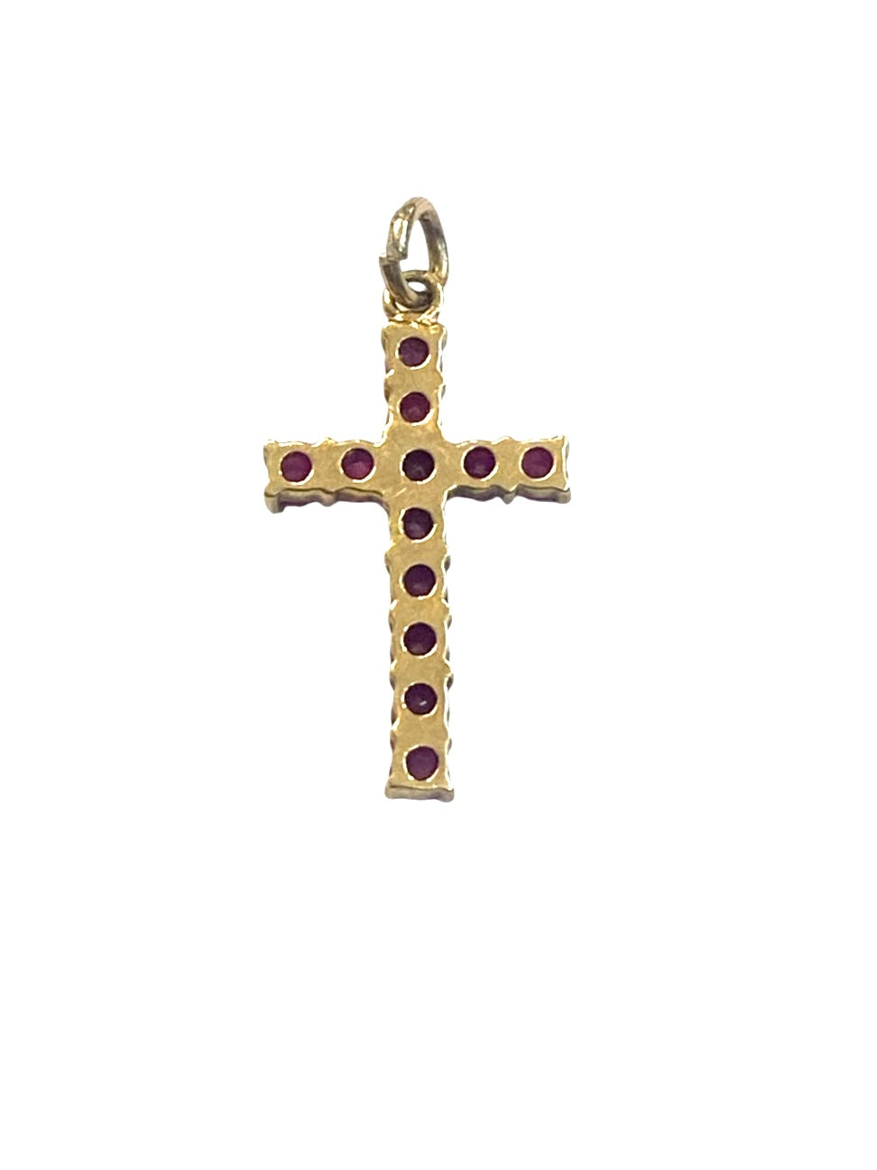 9ct vintage ruby cross, small 0.7g