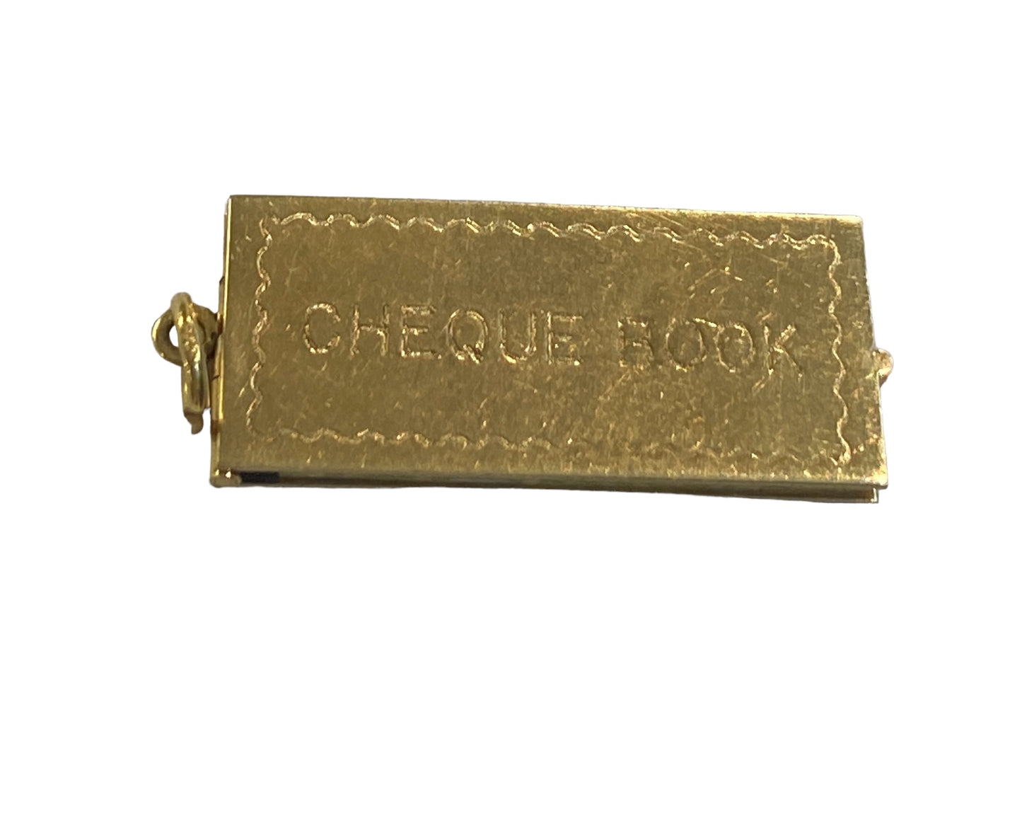 9ct vintage cheque book charm opening circa 1963