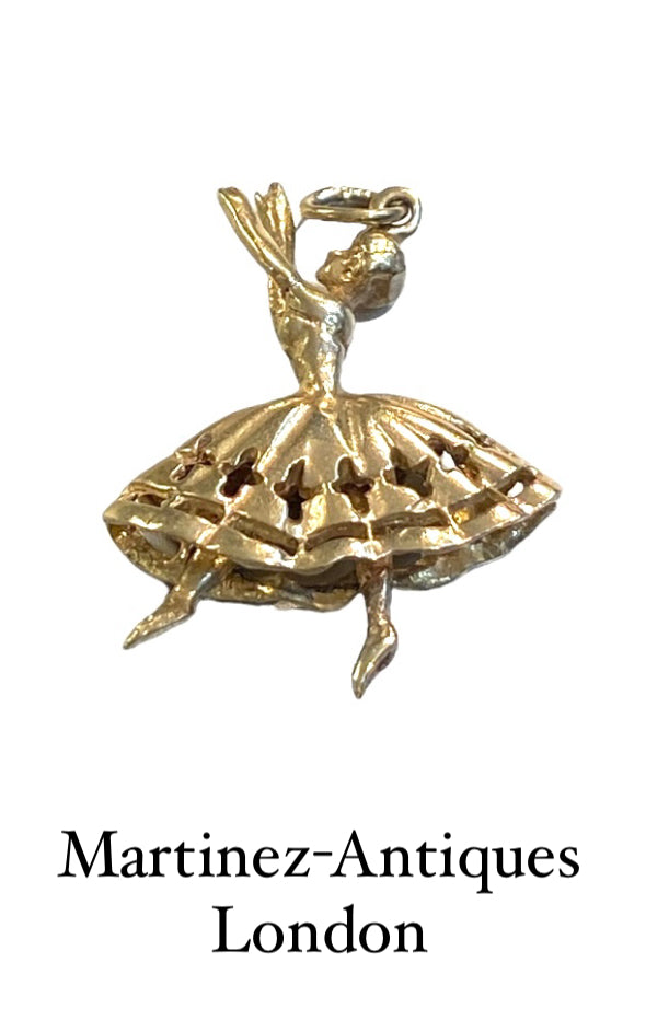 9ct vintage ballerina charm articulated.