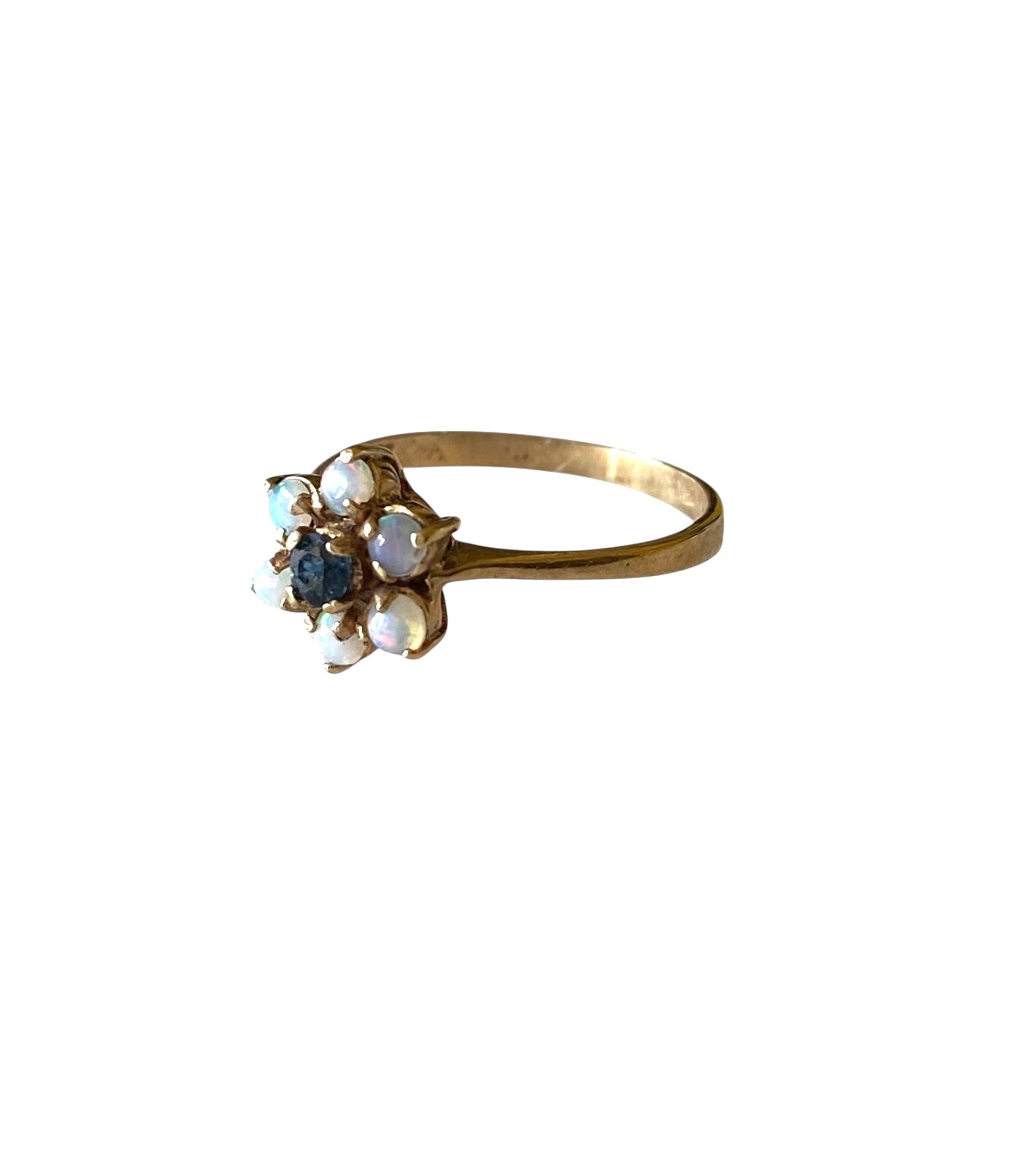 9ct vintage opal and sapphire cluster ring size K