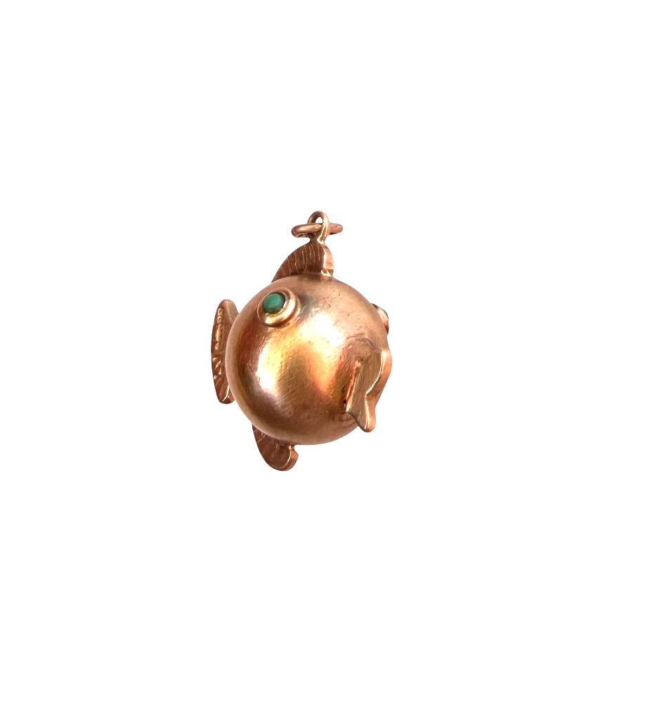 9ct vintage puffer fish charm circa 1962 maker LJ 3.9G