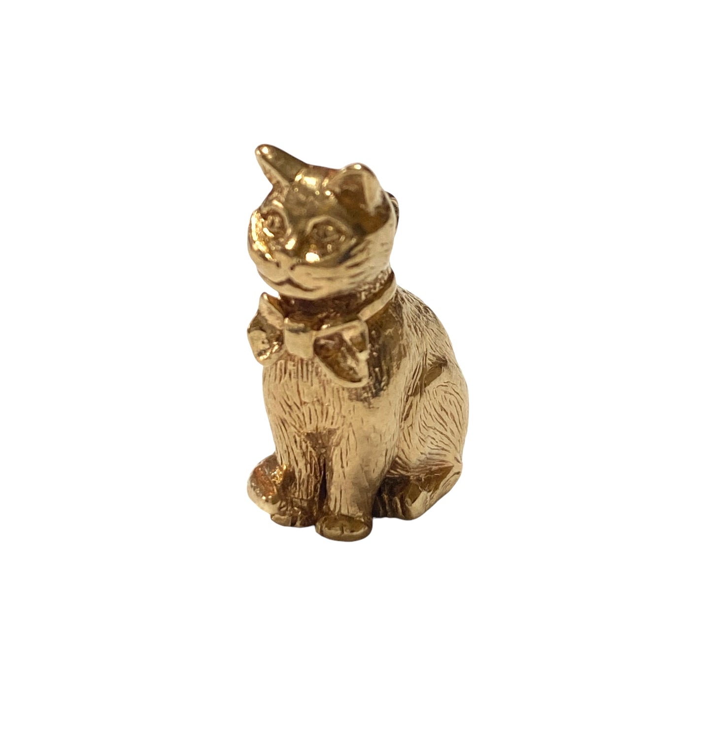 9ct vintage cat charm. solid gold circa 1962 maker ppld 5.7g