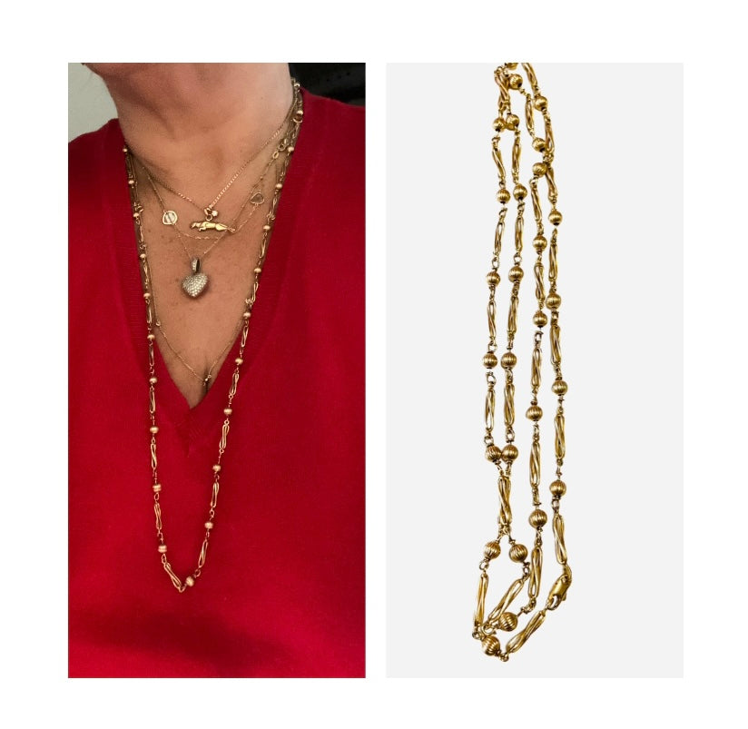 9ct vintage gold long chain classic and stylish, 34 inches long (86cm) 22.3g