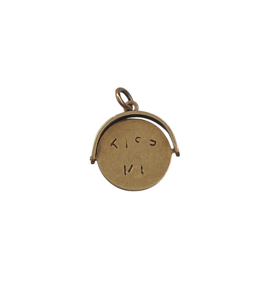 9ct vintage kiss me spinner charm circa chester 1957