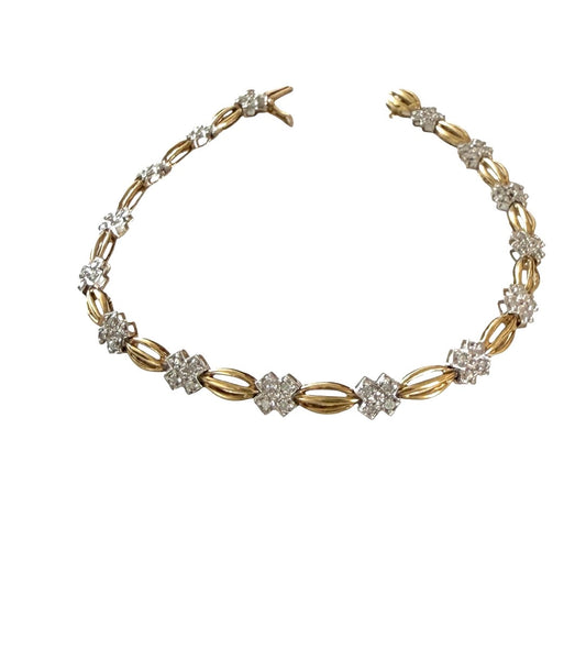 9ct vintage pre owned diamond bracelet 7 inche (18cm) 4.90g