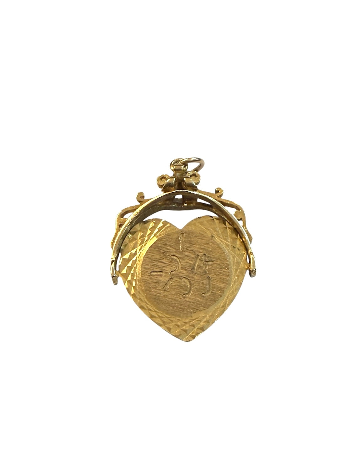 9ct vintage large 'I love you spinner' charm -pendant circa 1978 maker FM 2.7g