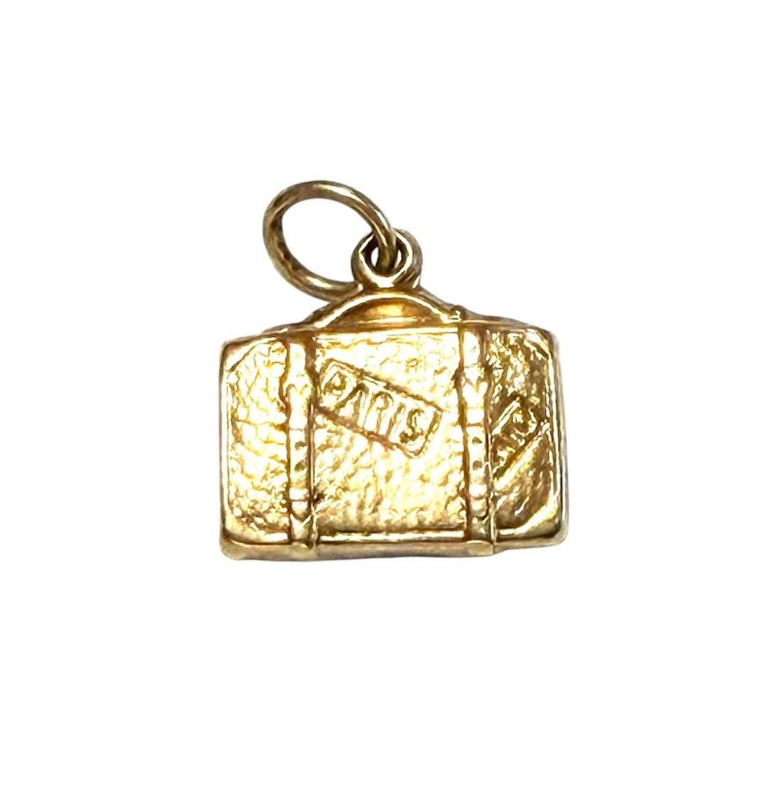 9ct vintage suitcase charm, circa 1960 by WHC 0.72g