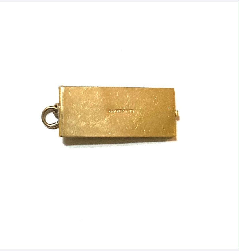 9ct vintage opening cheque book charm, with miniature cheques inside circa 1968