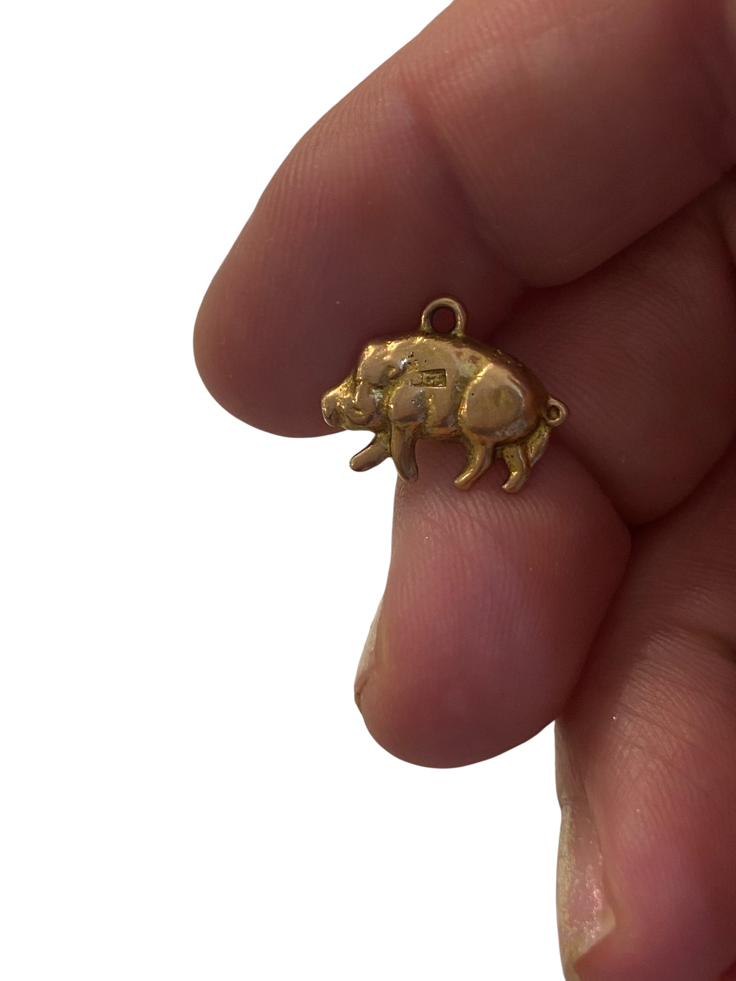 9ct vintage boar charm / pendant, solid gold 2.5g