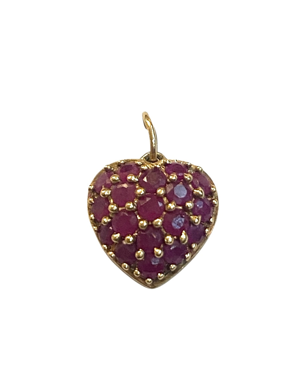 9ct vintage  ruby heart charm / pendant 1.3g