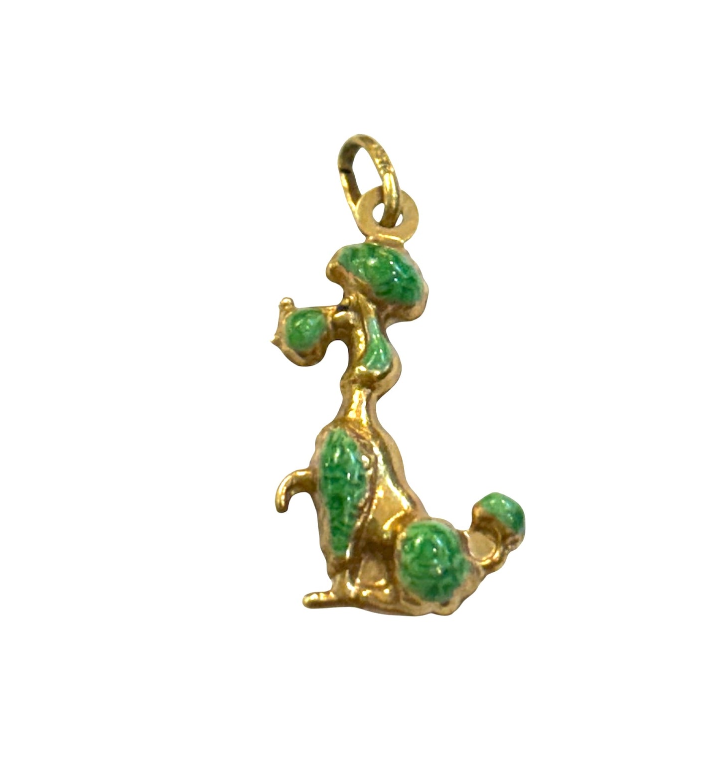 14ct 585 enamelled poodle charm, yellow gold