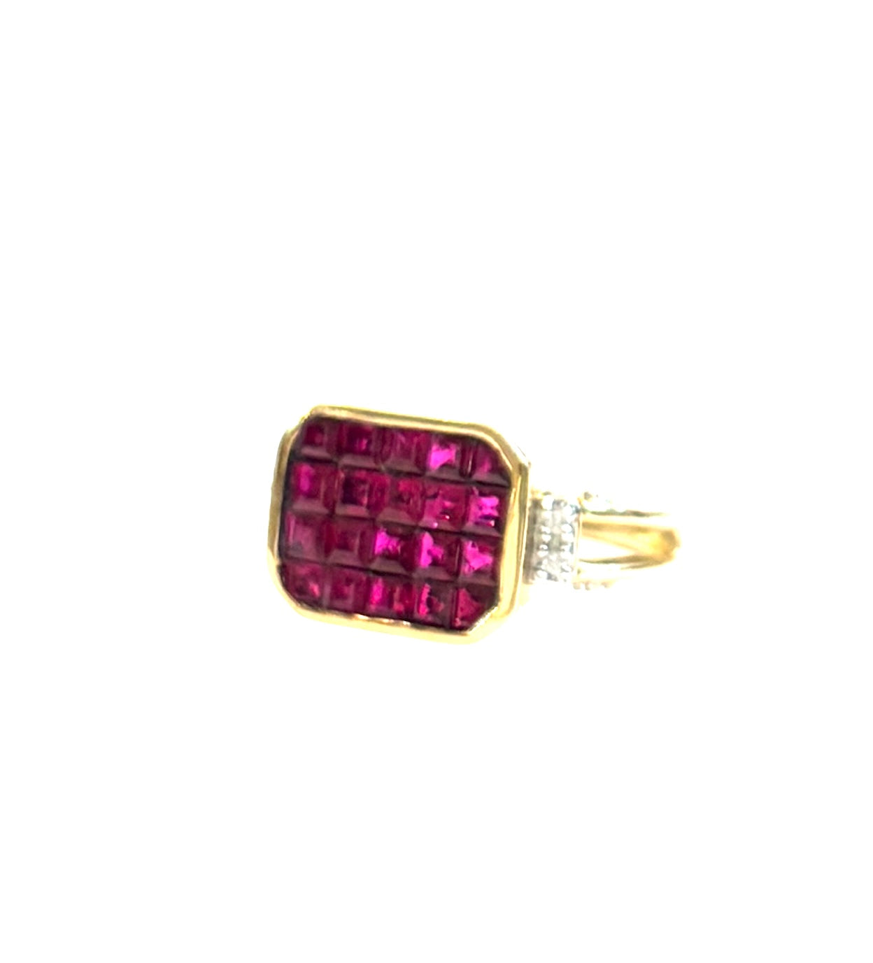 9ct pre owned ruby and diamond ring size L 1/2