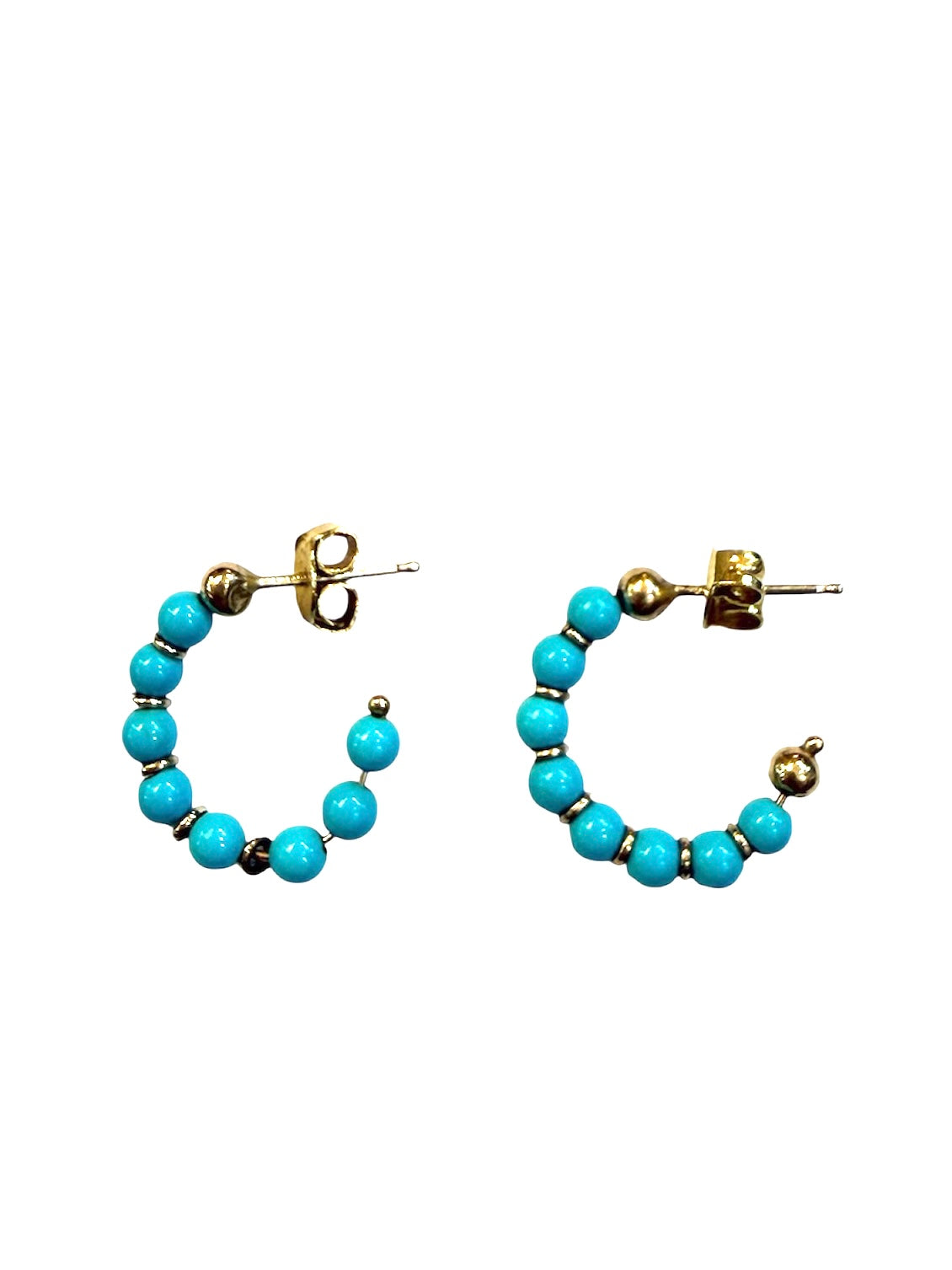 9ct vin tage turquoise hoop earrings circa 1980s