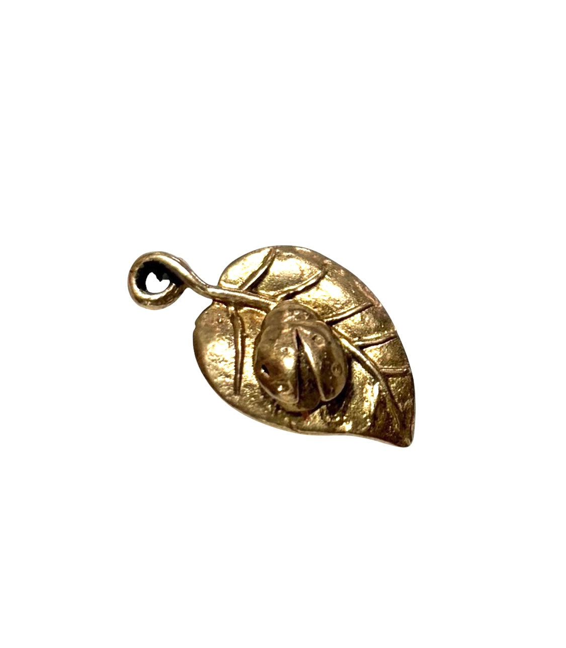 9ct vintage ladybird on leaf charm circa 1959 by FM 1.47g