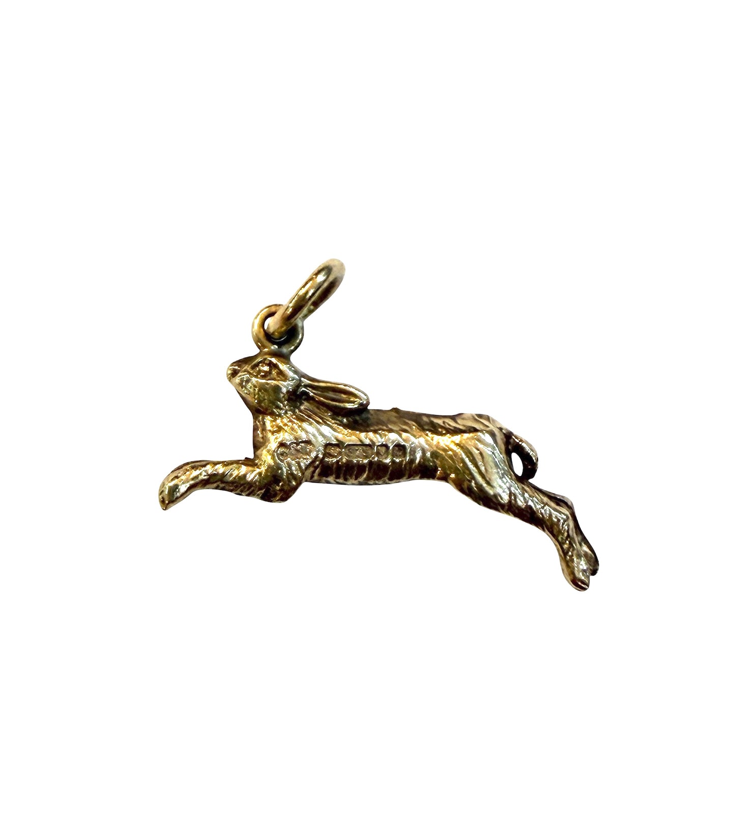 9ct vintage running hare charm, circa 1979 london by G&T