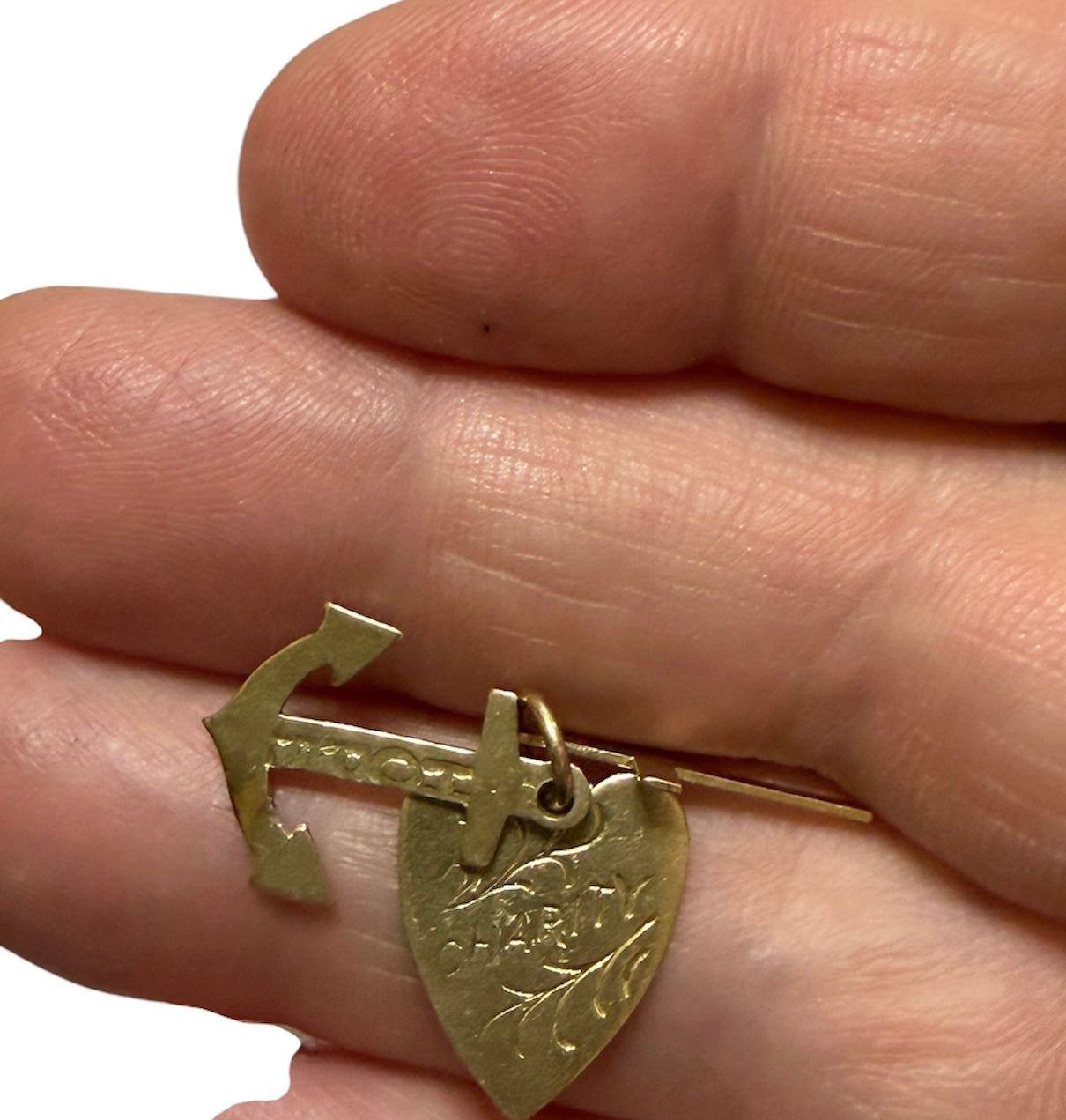 9ct vintage faith hope and charity charm / pendant circa 1978 1.34g