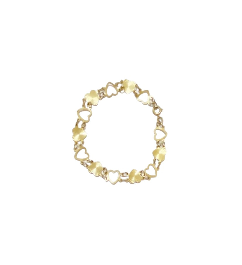 9ct 375 vintage gold heart bracelet circa 1978