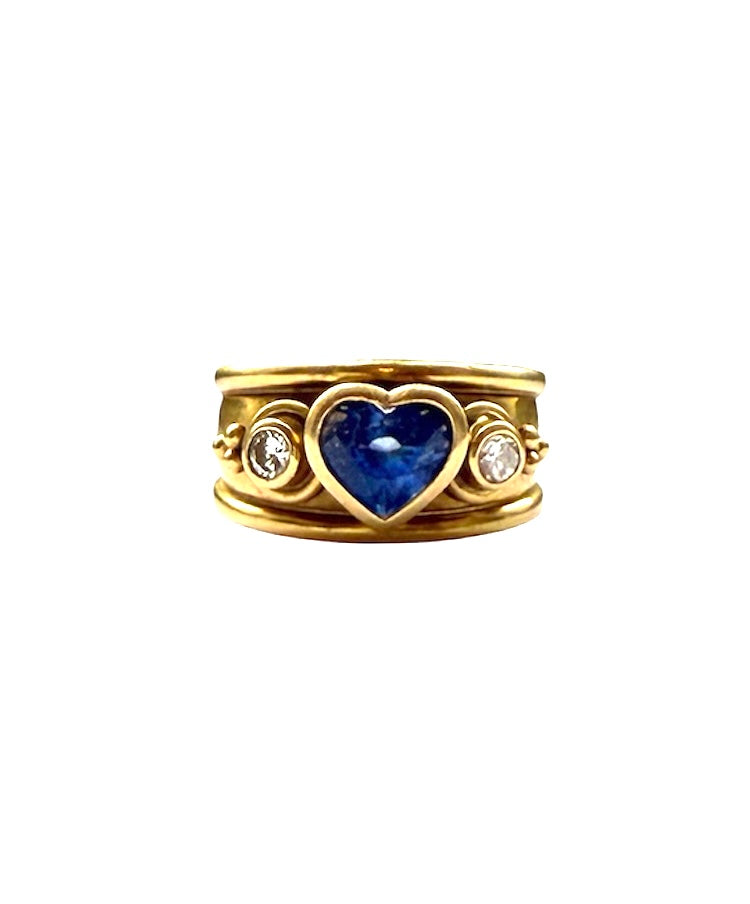 18ct 750 sapphire and diamond ring size N 1/2 11.3g circa 2001