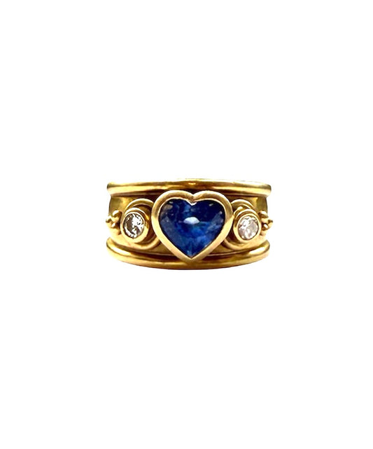 18ct 750 sapphire and diamond ring size N 1/2 11.3g circa 2001