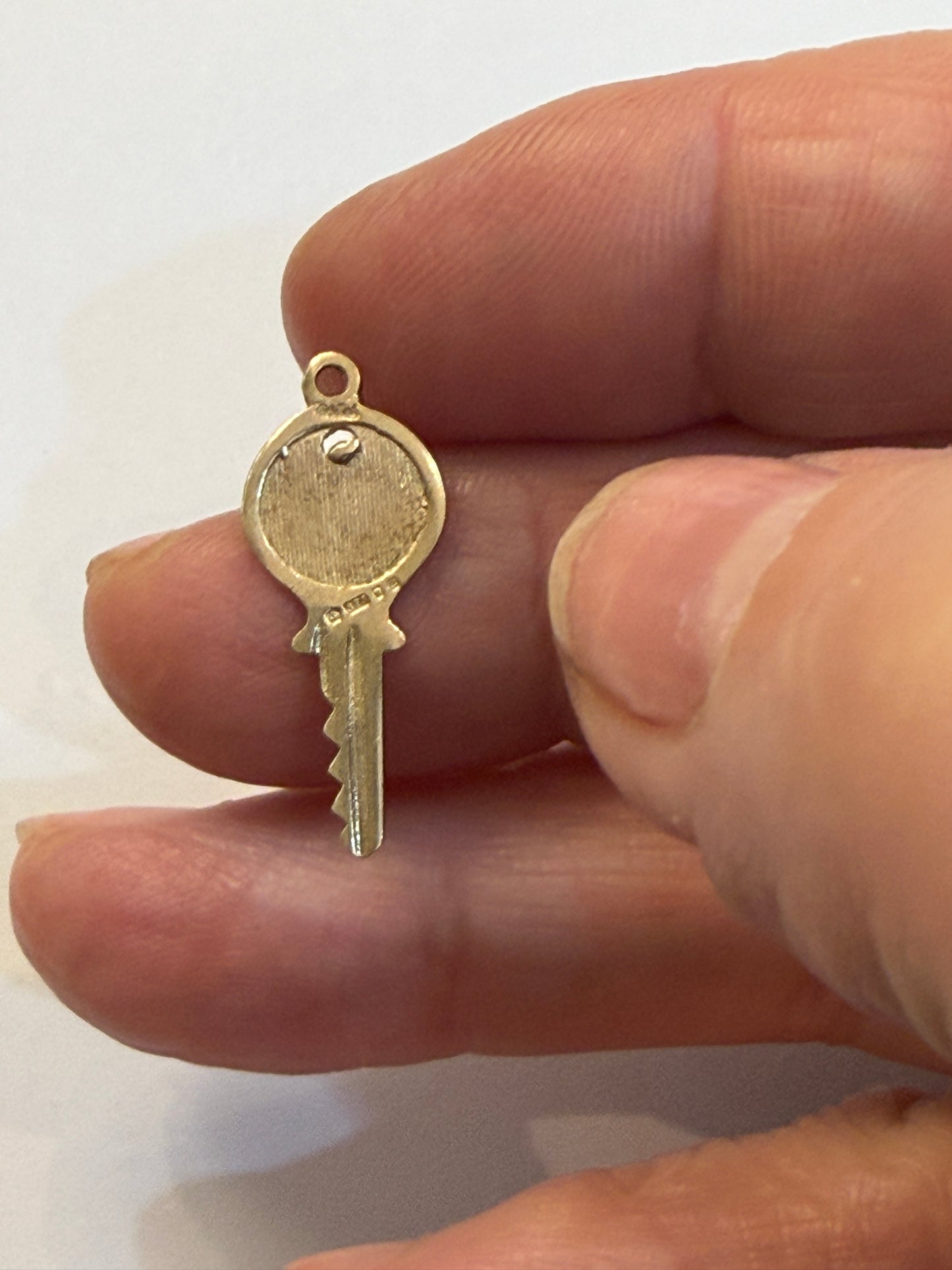 9ct vintage key charm, circa 1960 London