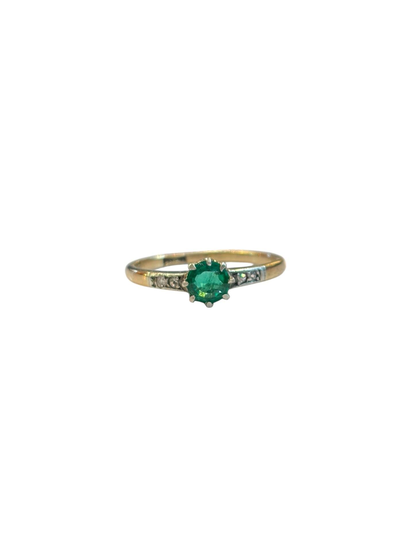 18ct antique Emerald and Diamond ring size M 1/2