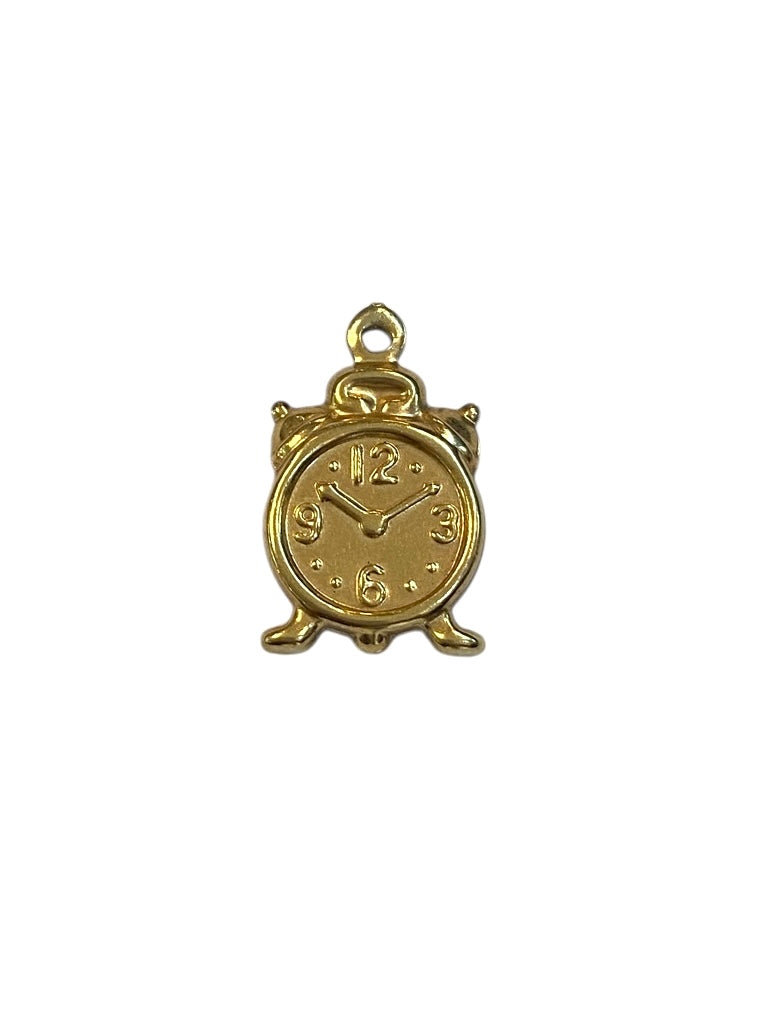 9ct vintage clock charm , hollow charm 1.3g