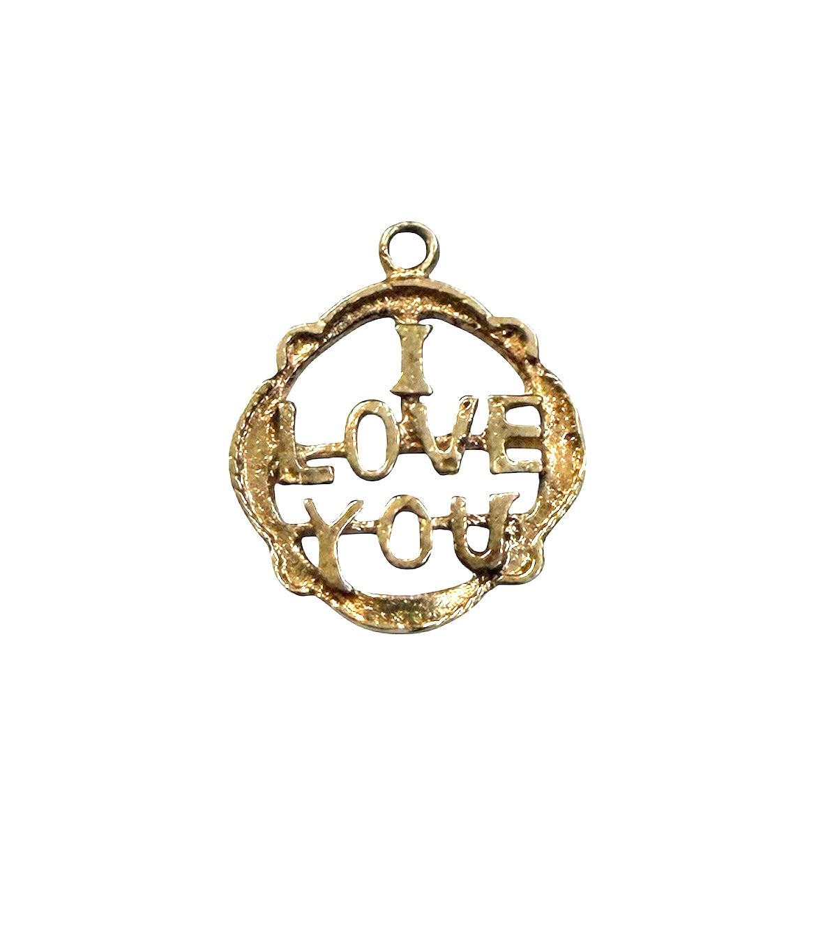 9ct vintage ' i love you ' charm - pendant circa 1974 London
