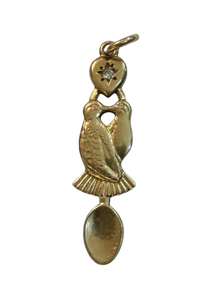 9ct vintage welsh love spoon charm / pendant circa 1984 1.18g