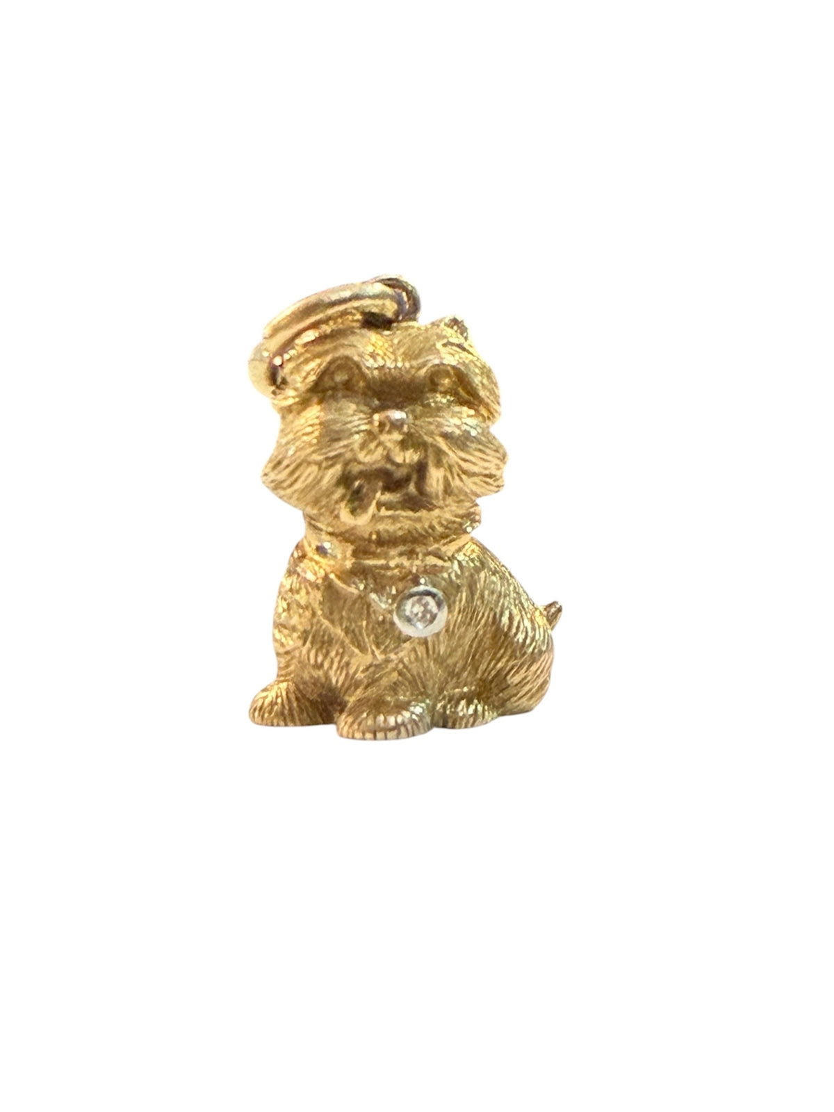 9ct vintage scottie dog charm with diamond collar. 3.0g