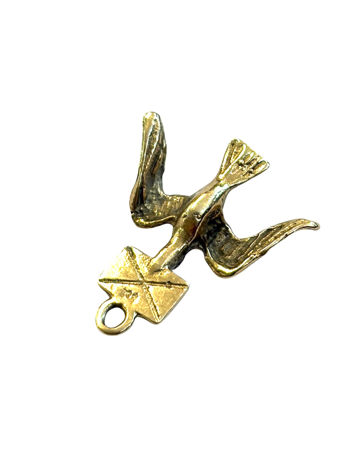 9ct vintage Dove with letter charm / pendant 0.9g