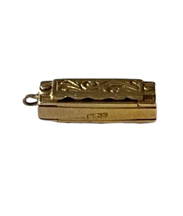 9ct 375 vintage gold working harmonica charm