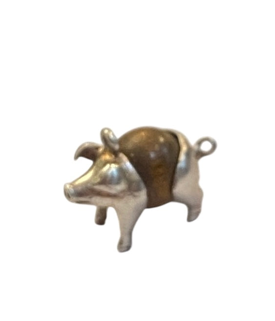 vintage silver 925 pig charm, touch wood by Nuvo