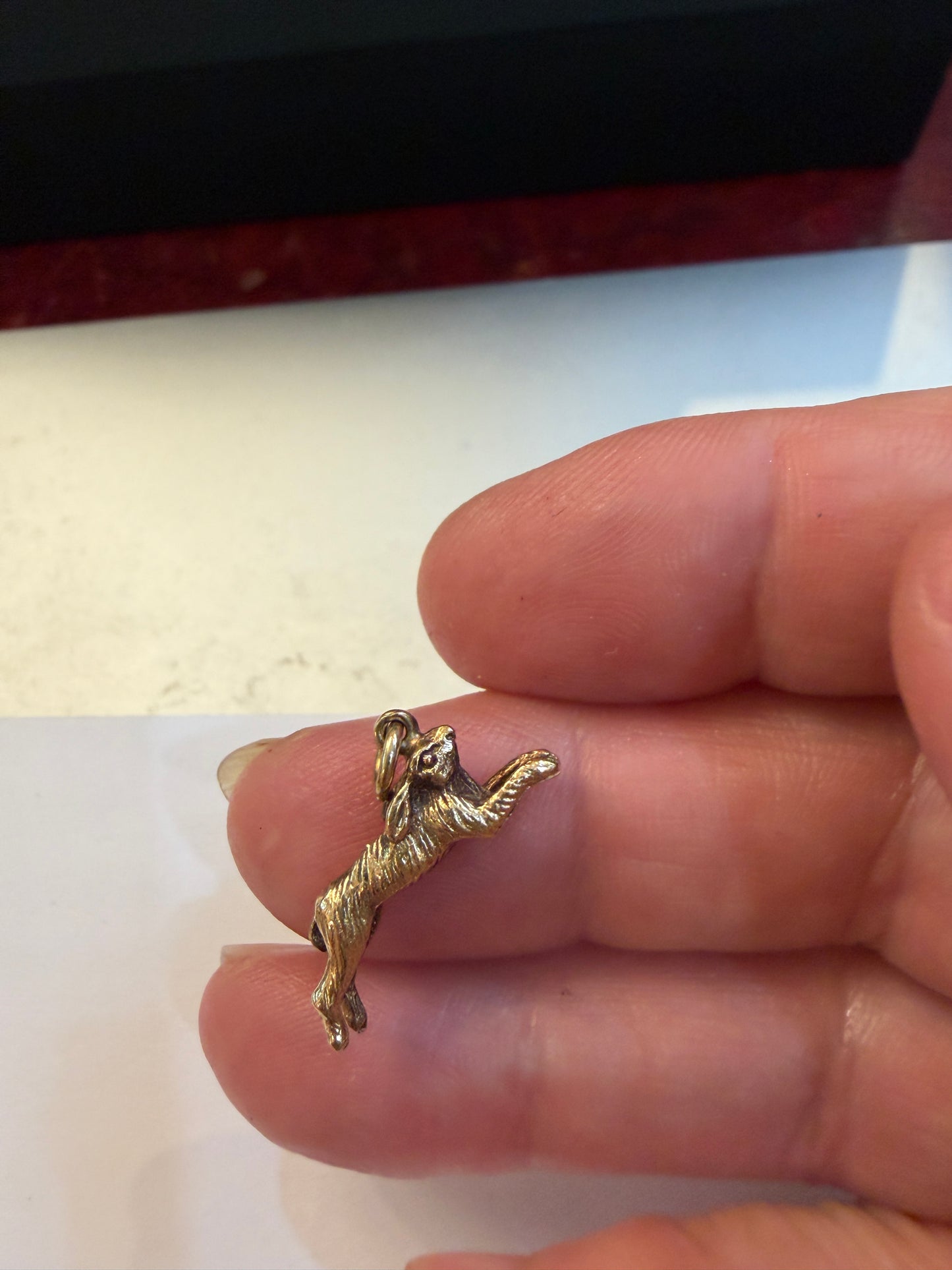 9ct vintage running hare charm, circa 1979 london by G&T