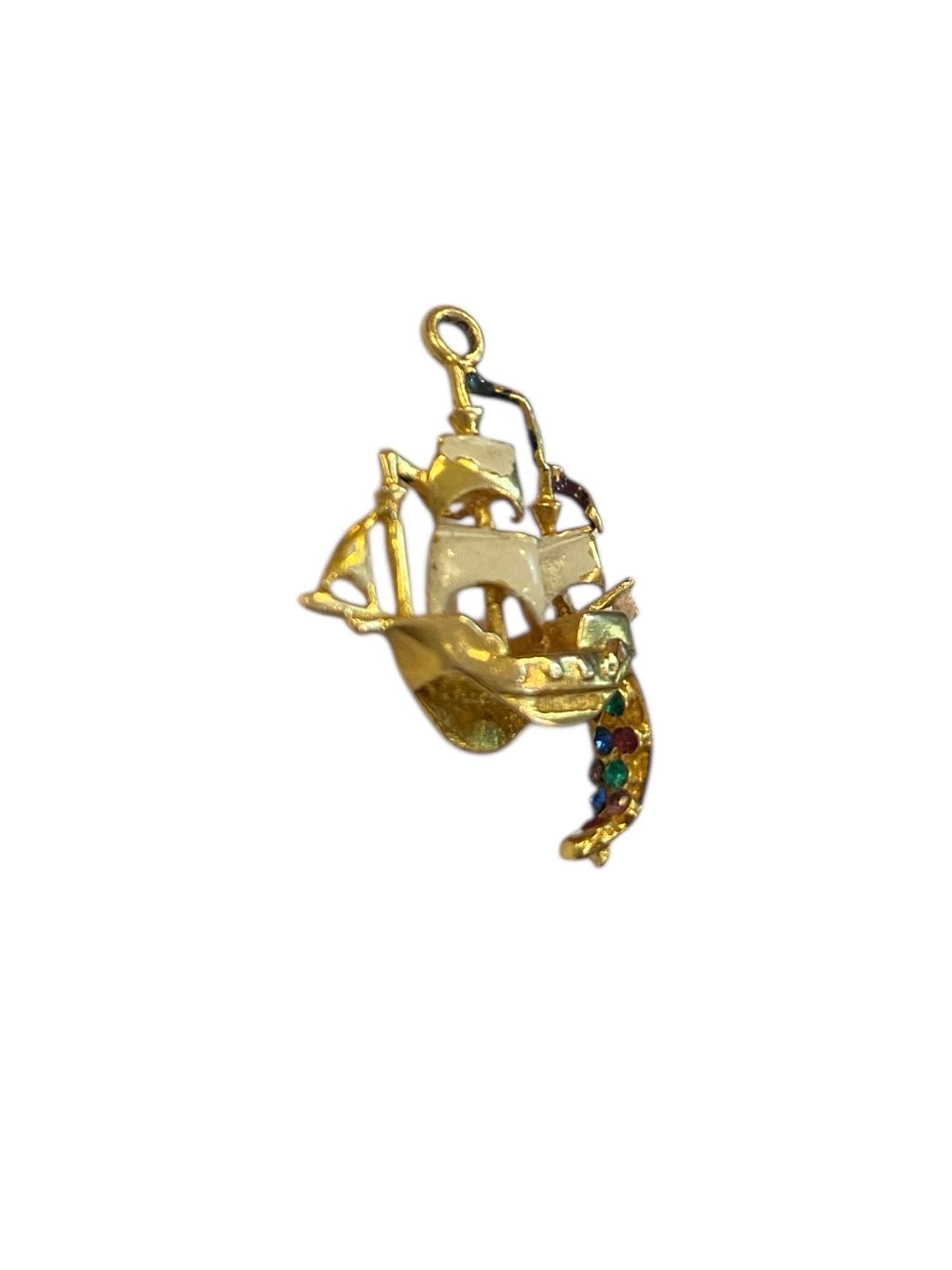 9ct vintage pirate ship charm with jewels circa 1970s