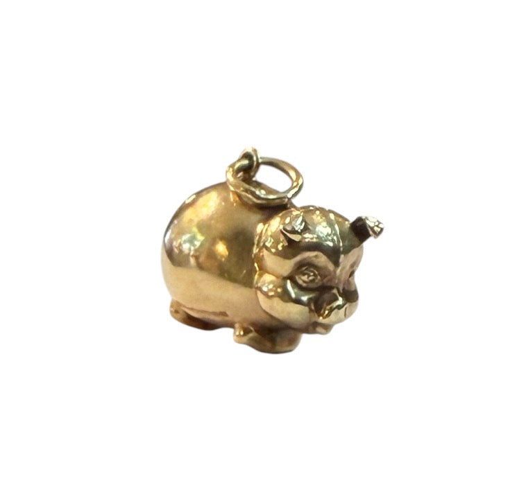 9ct vintage pig charm, circa 1979 by WHC 1.48g Hollow.