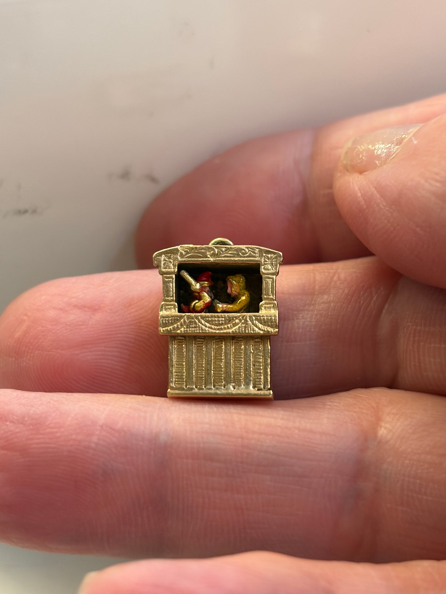 9ct vintage punch and judy charm, articulated charm circa 1959