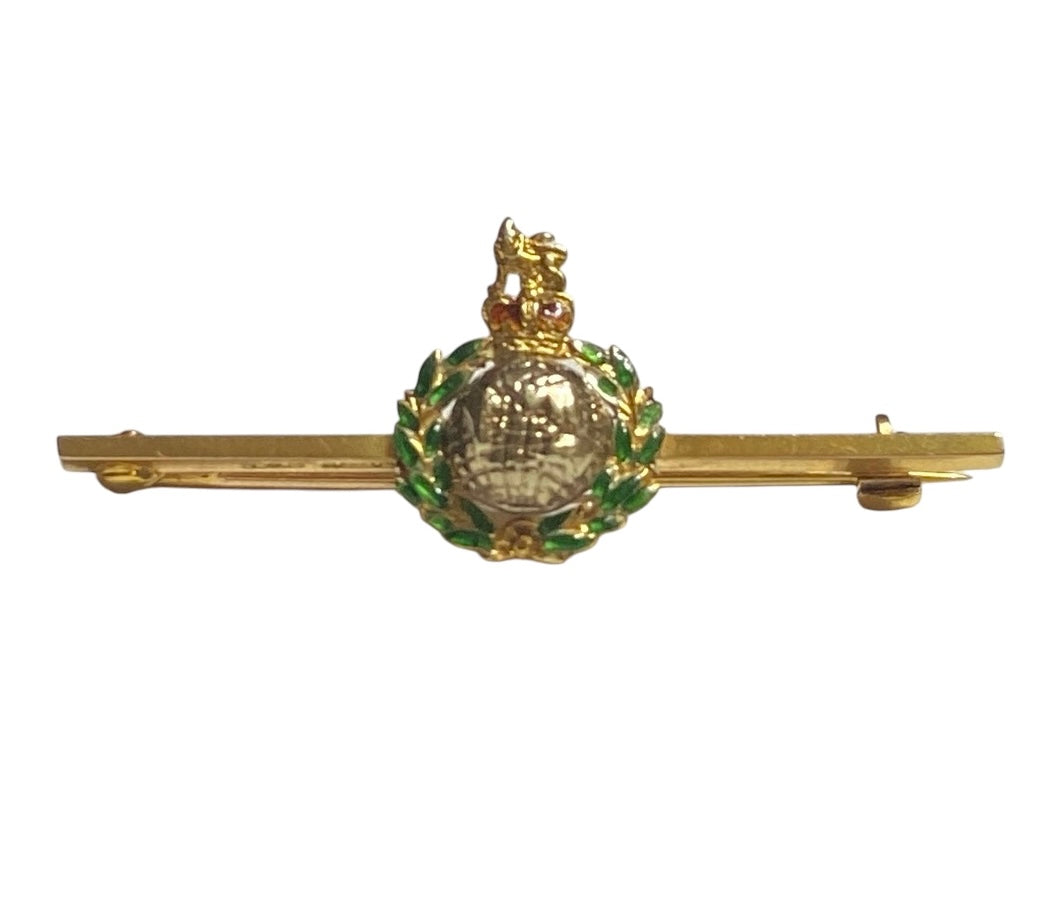 9ct vintage brooch , Royal Marines, military circa 1958