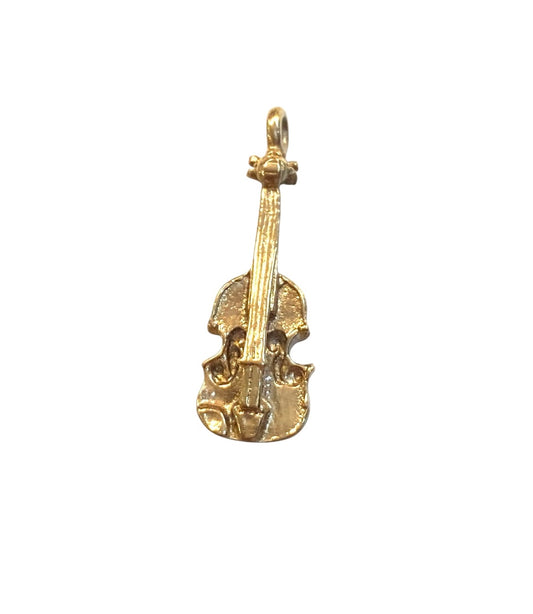 9ct vintage violin charm. circa 1990 1.9g